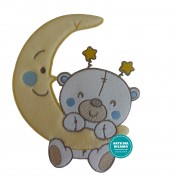 Marbet Iron-on Patch - Light Blue Moon with Teddy Bear